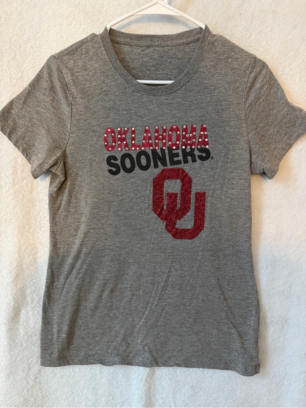 Source Unknown Gray Oklahoma Sooners Tee with Crimson Accents